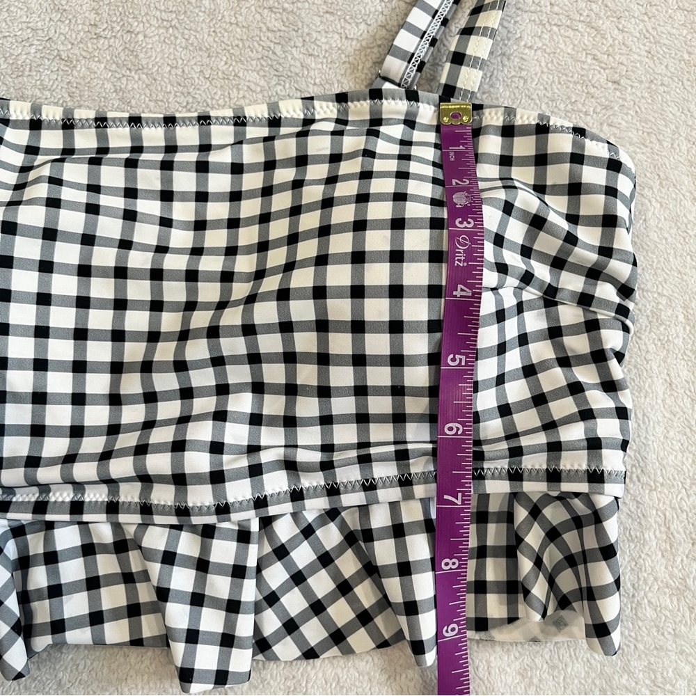 Womens Padded Gingham Ruffle Bikini Swim Top Black/White Classic Size XXL 2XL - Picture 10 of 10
